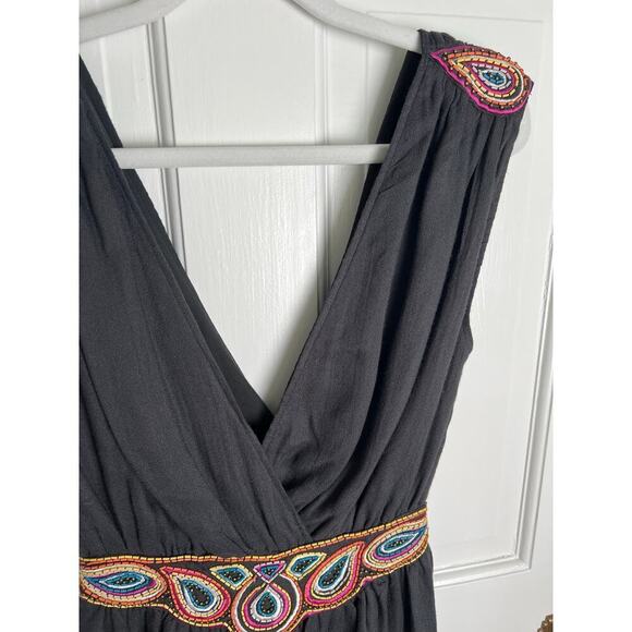 French Connection Y2K Beaded Mini Dress Women's 0 Dark Gray Grecian Style V Neck - Picture 6 of 14